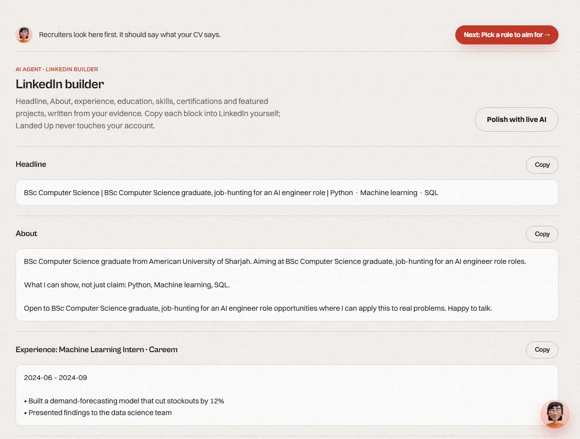 LinkedIn profile builder